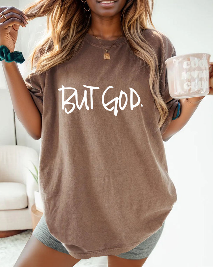 But God Washed Cotton Crew Neck Loose Short Sleeve Tshirt