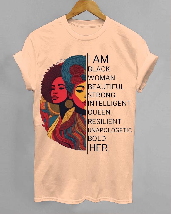 I Am Black Woman Crew Neck Short Sleeve T-Shirt