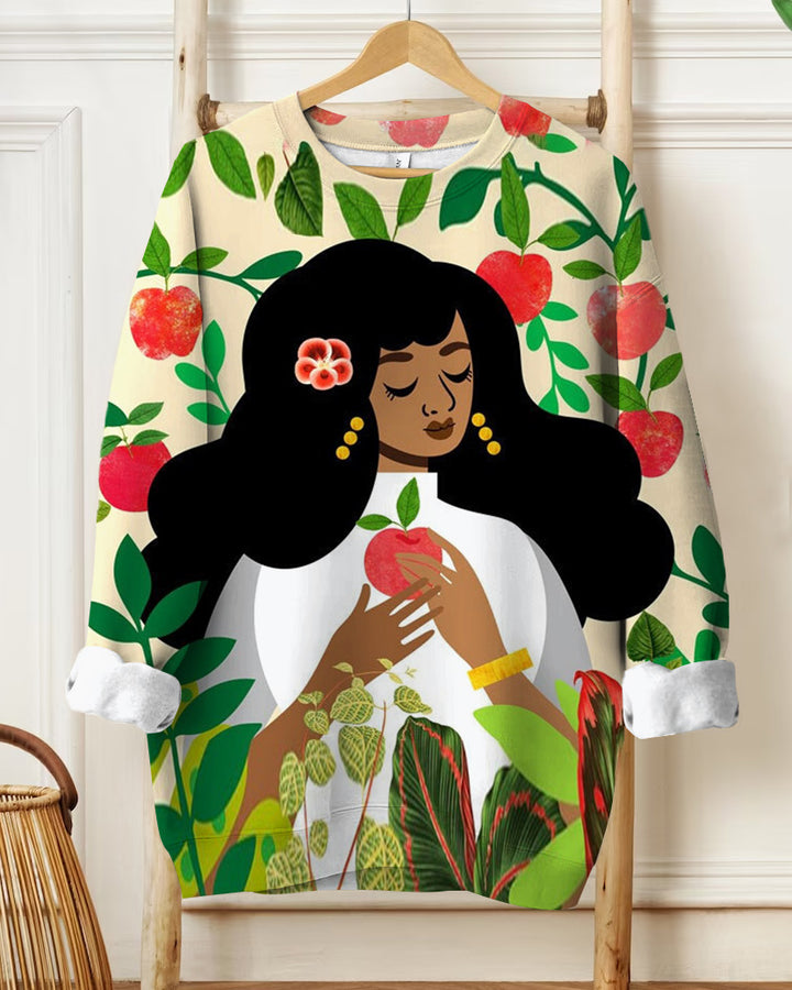 Apple Fruit Art Print Long Sleeve Sweatshirt