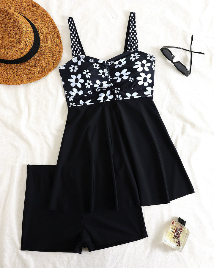 Women's Sexy Printed Skirt Tankini Swimsuit Set