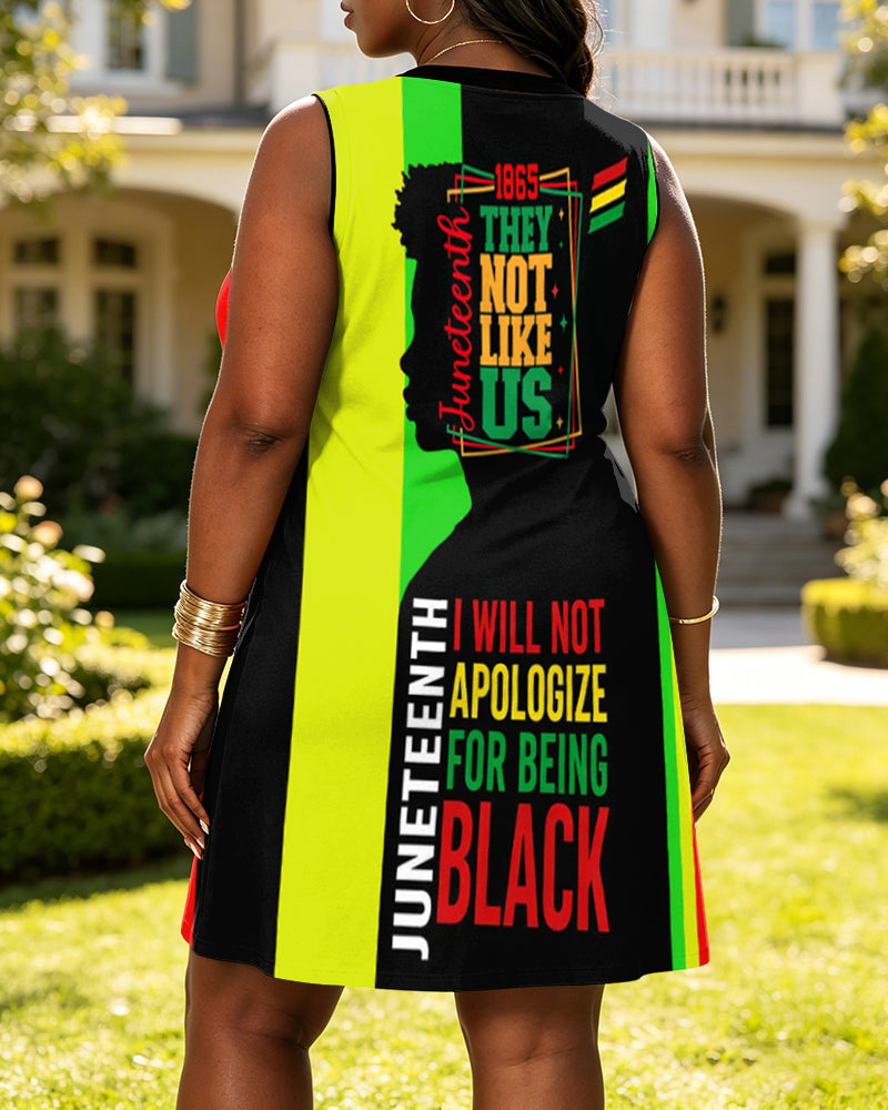 They Not Like Us Reggae Juneteenth Stripes Print V-neck Mini Dress With Pocket