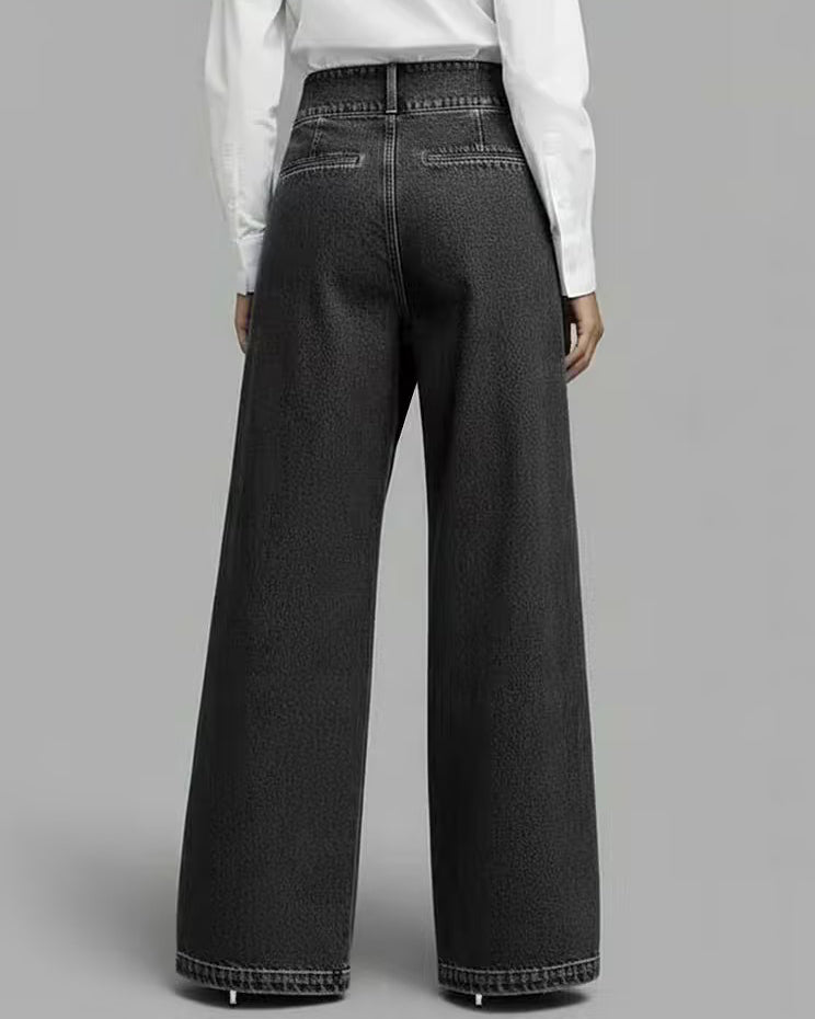 Stylish High-waisted Crossover Placket Pocket Casual Jeans