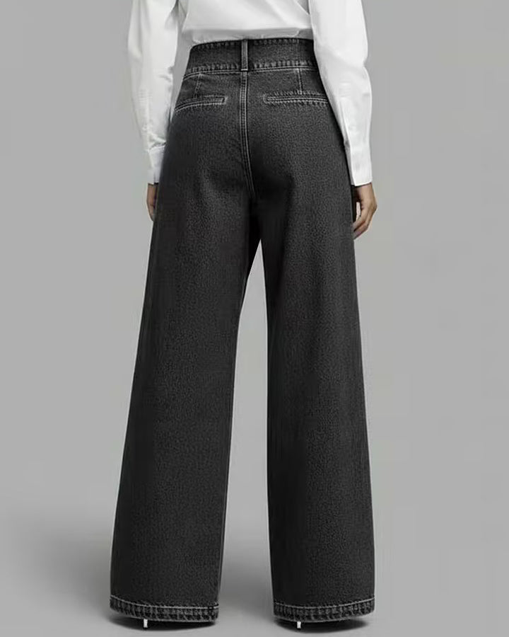 Stylish High-waisted Crossover Placket Pocket Casual Jeans