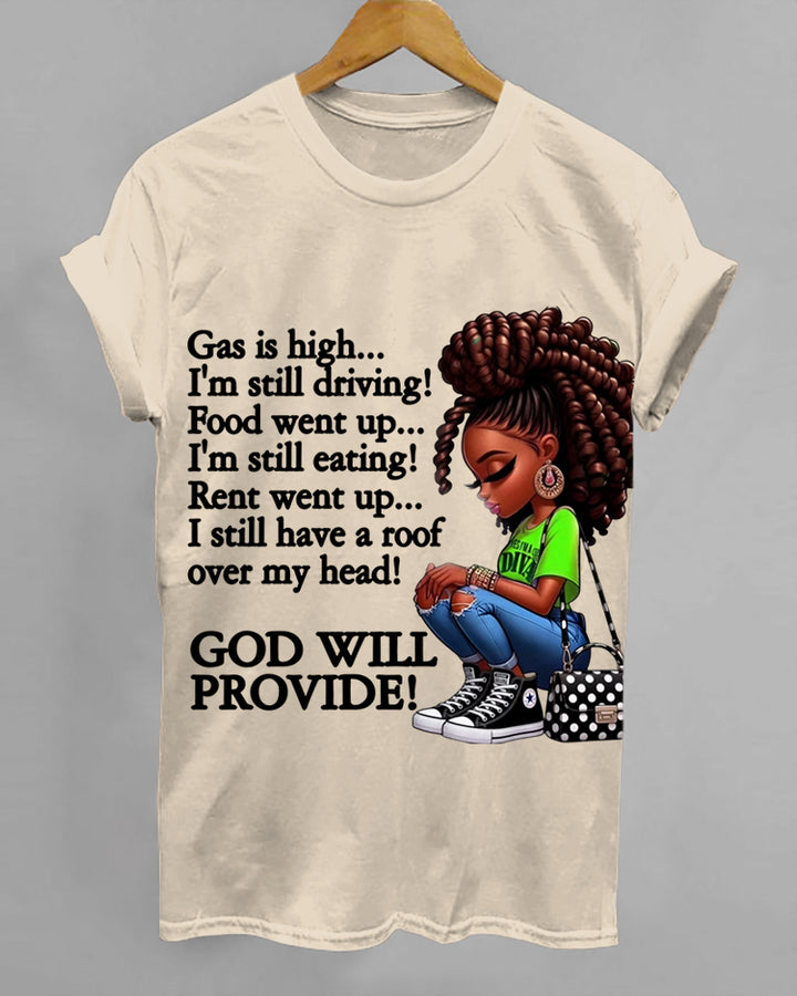 100% Cotton God Will Provide Crew Neck Short Sleeve Tshirt