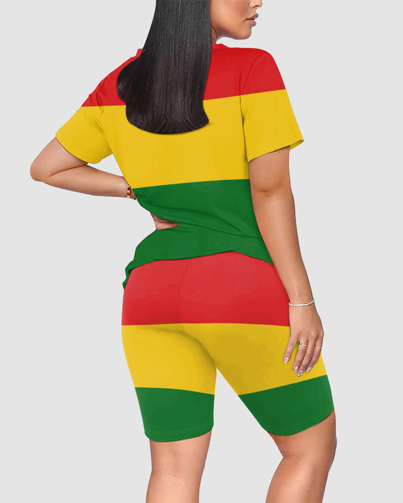 Juneteenth Is My Independence Day Round Neck Short Sleeve & Shorts Set
