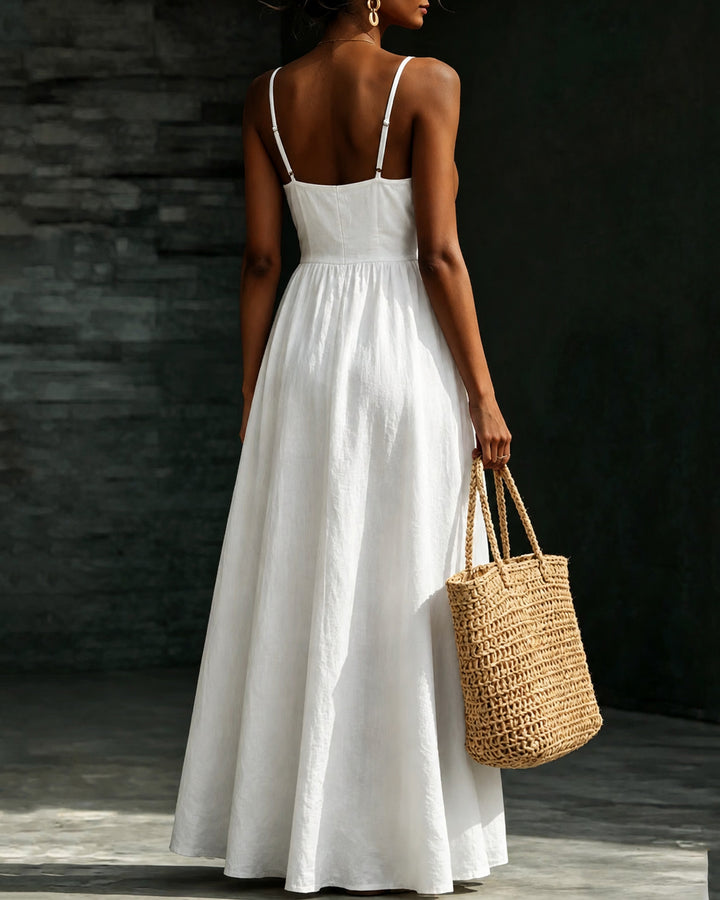 V‑neck Camisole High‑waisted Maxi Dress with Pockets