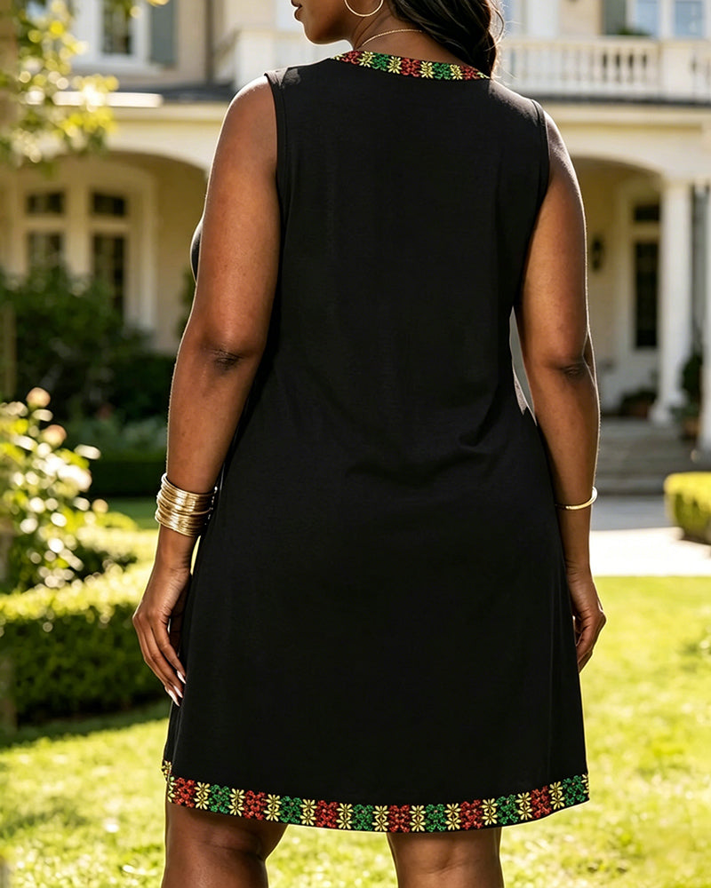 Juneteenth 1865 Black Power V-neck Mini Dress With Pocket