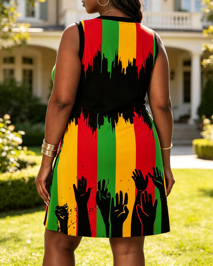 Celebrate Juneteenth Together V-neck Mini Dress With Pocket