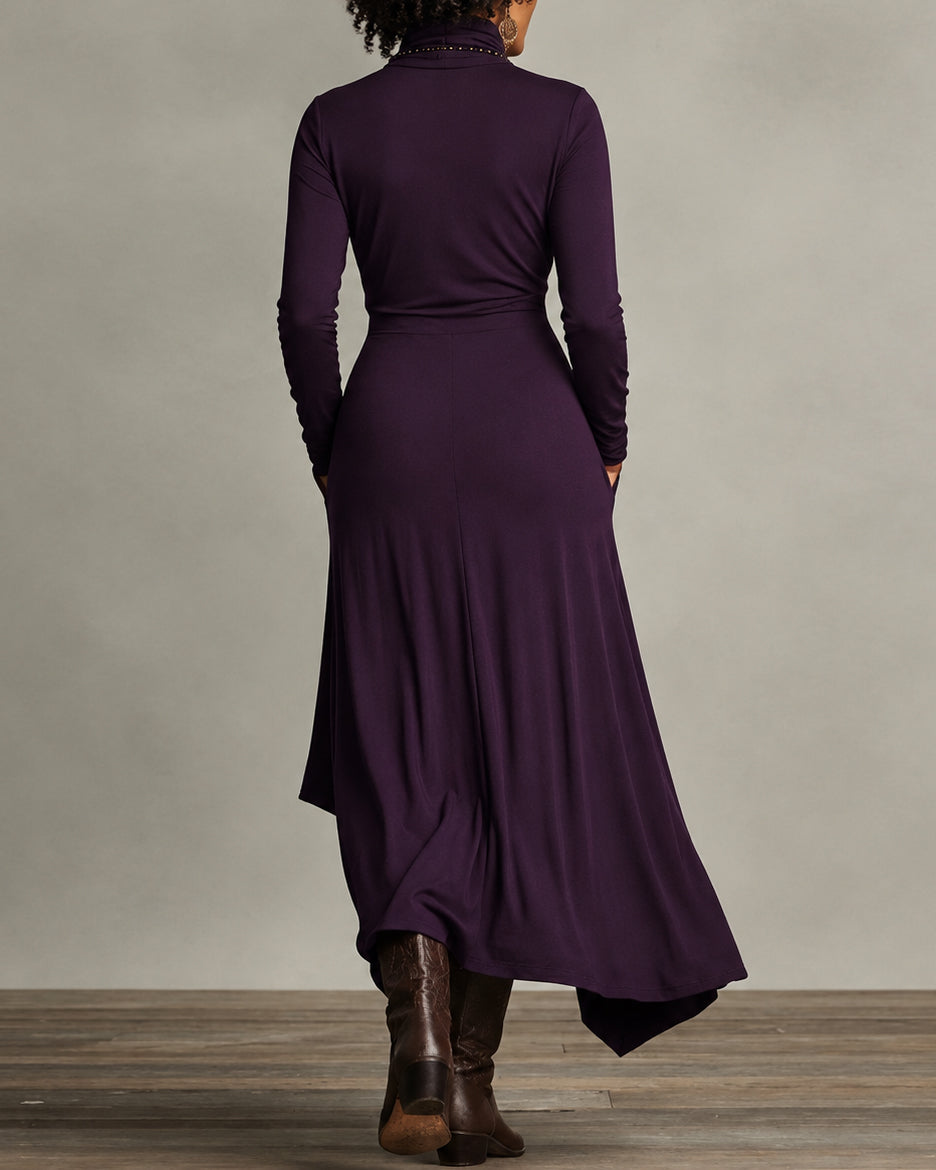Women Turtleneck Long Sleeve Midi Dress