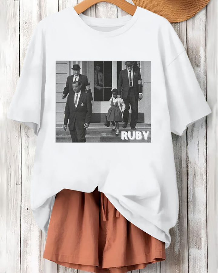 Ruby Bridges Civil Rights Prints Cotton Short Sleeve Tshirt