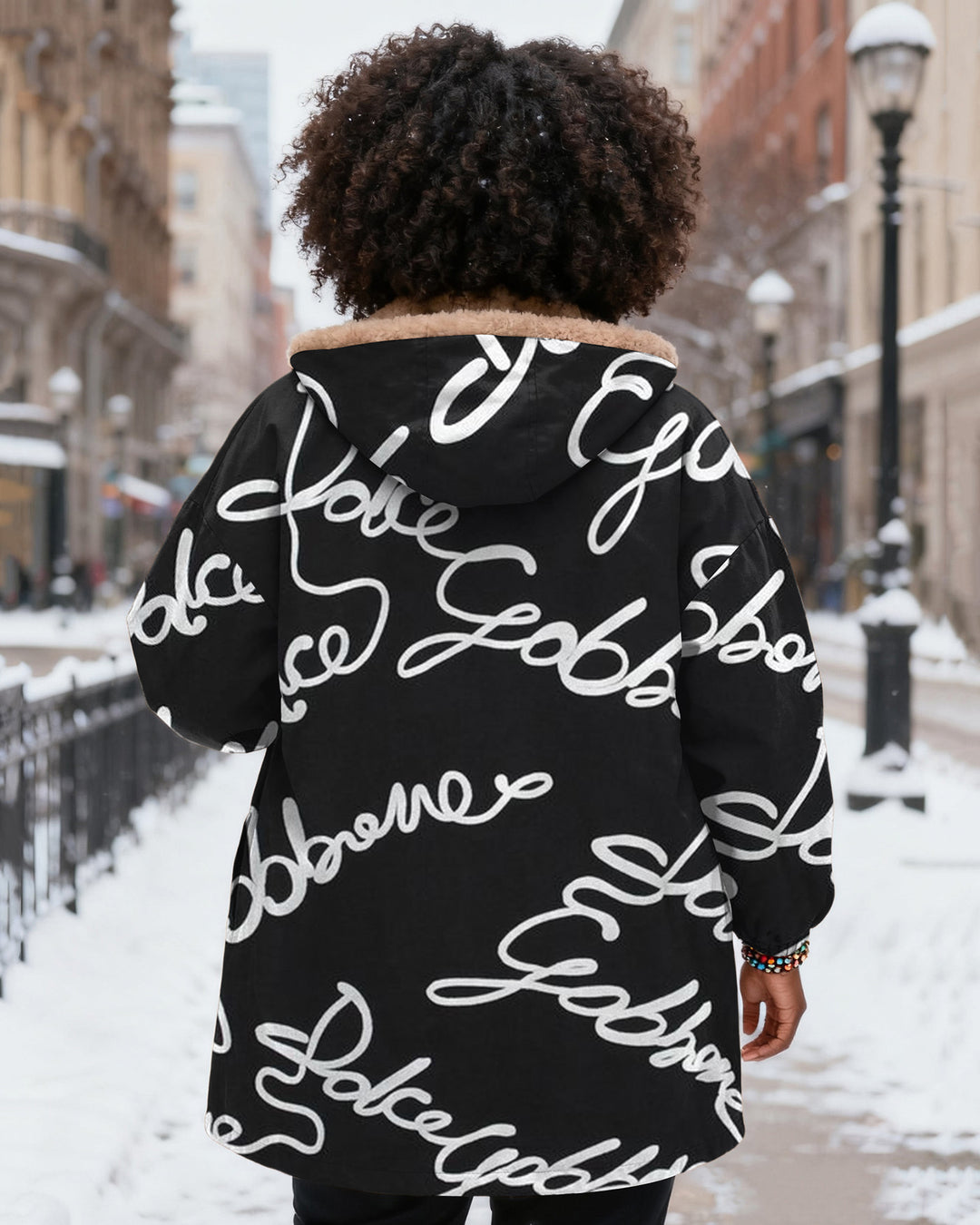 Simple Letter Print Long Sleeve Zip-Up Fleece Long Hoodies