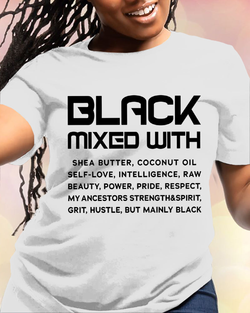 100% Cotton Black is Beautiful Black Mixed With Crew Neck Short Sleeve Tshirt
