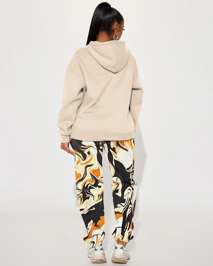 Faith Wave Stripe Print Hooded Two Pieces Set