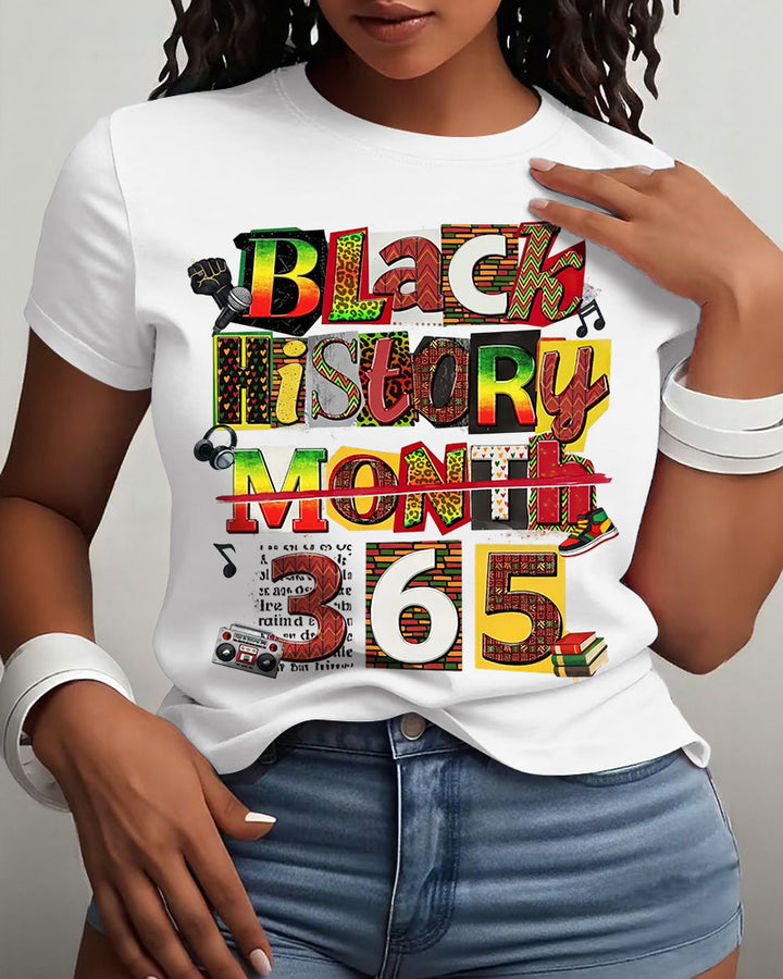 Black History Month 365 Collage Cotton Short Sleeve Tshirt