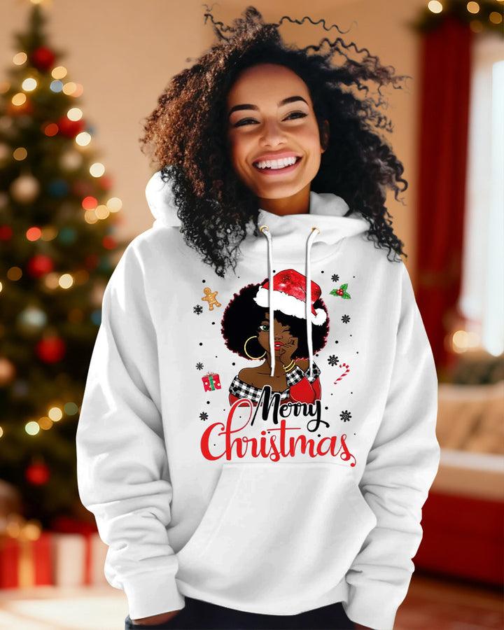 Christmas Black Girl Long Sleeve Hoodies