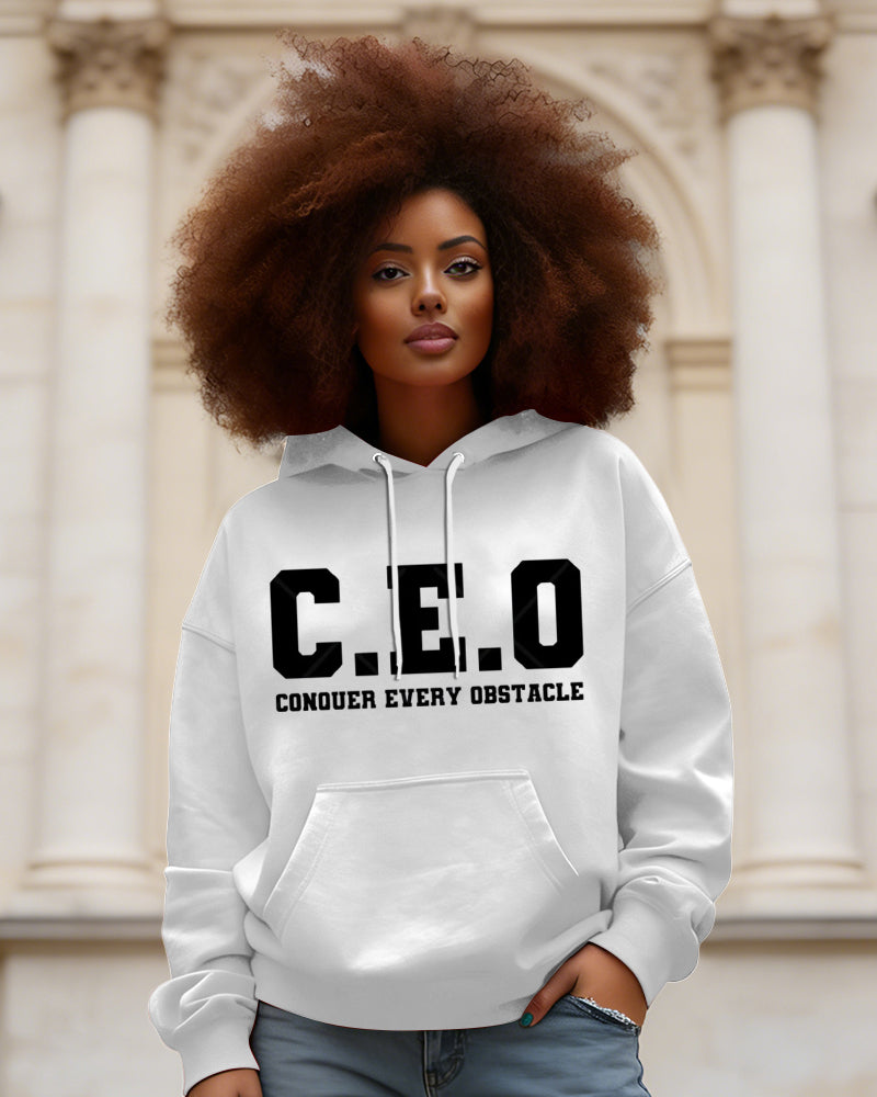 CEO Boss Hustle Letters Long Sleeve Hoodies