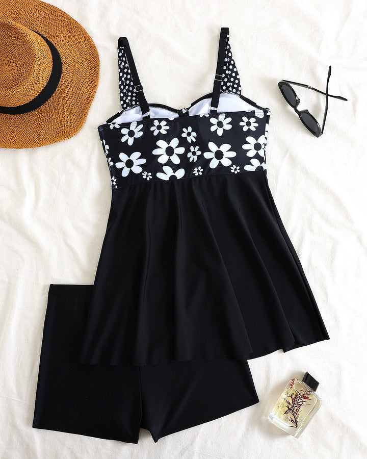 Women's Sexy Printed Skirt Tankini Swimsuit Set