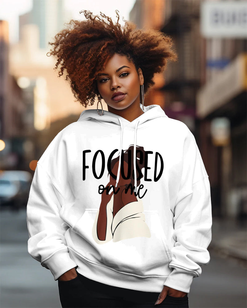 Focused On Me Print Long-sleeved Hoodies