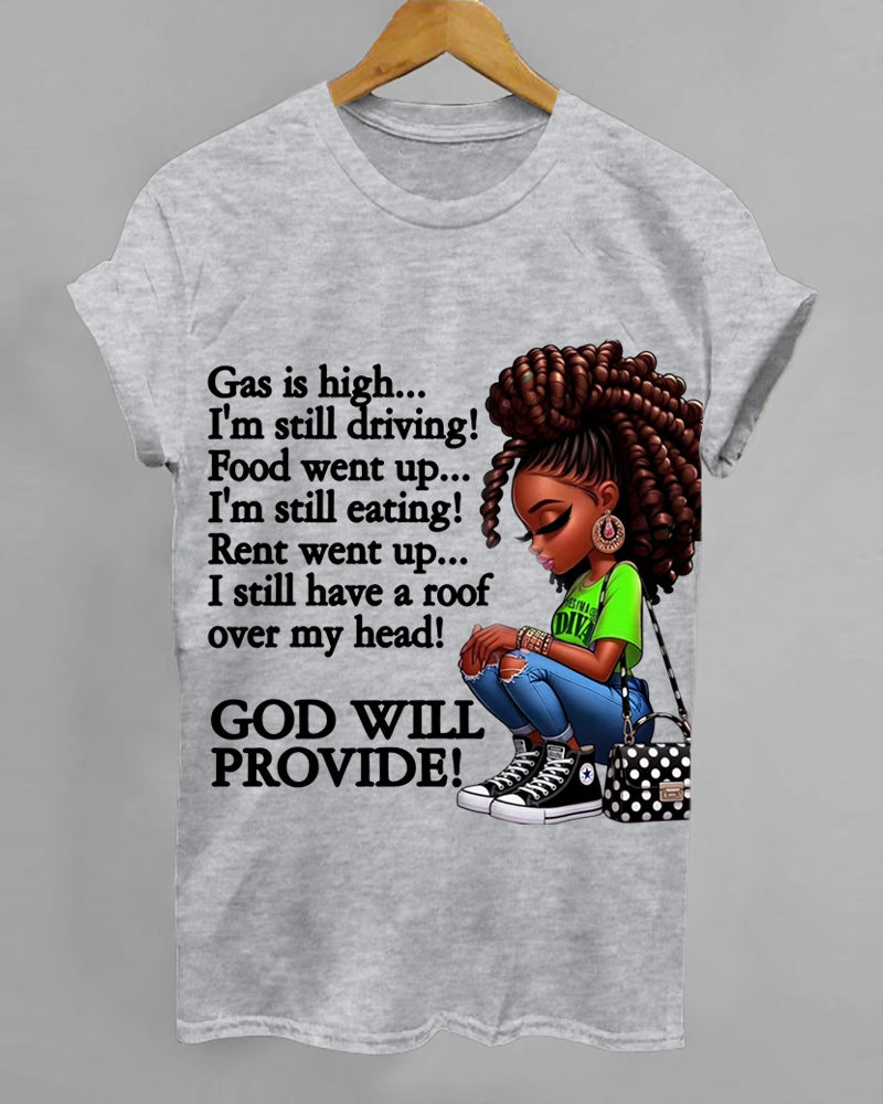 100% Cotton God Will Provide Crew Neck Short Sleeve Tshirt