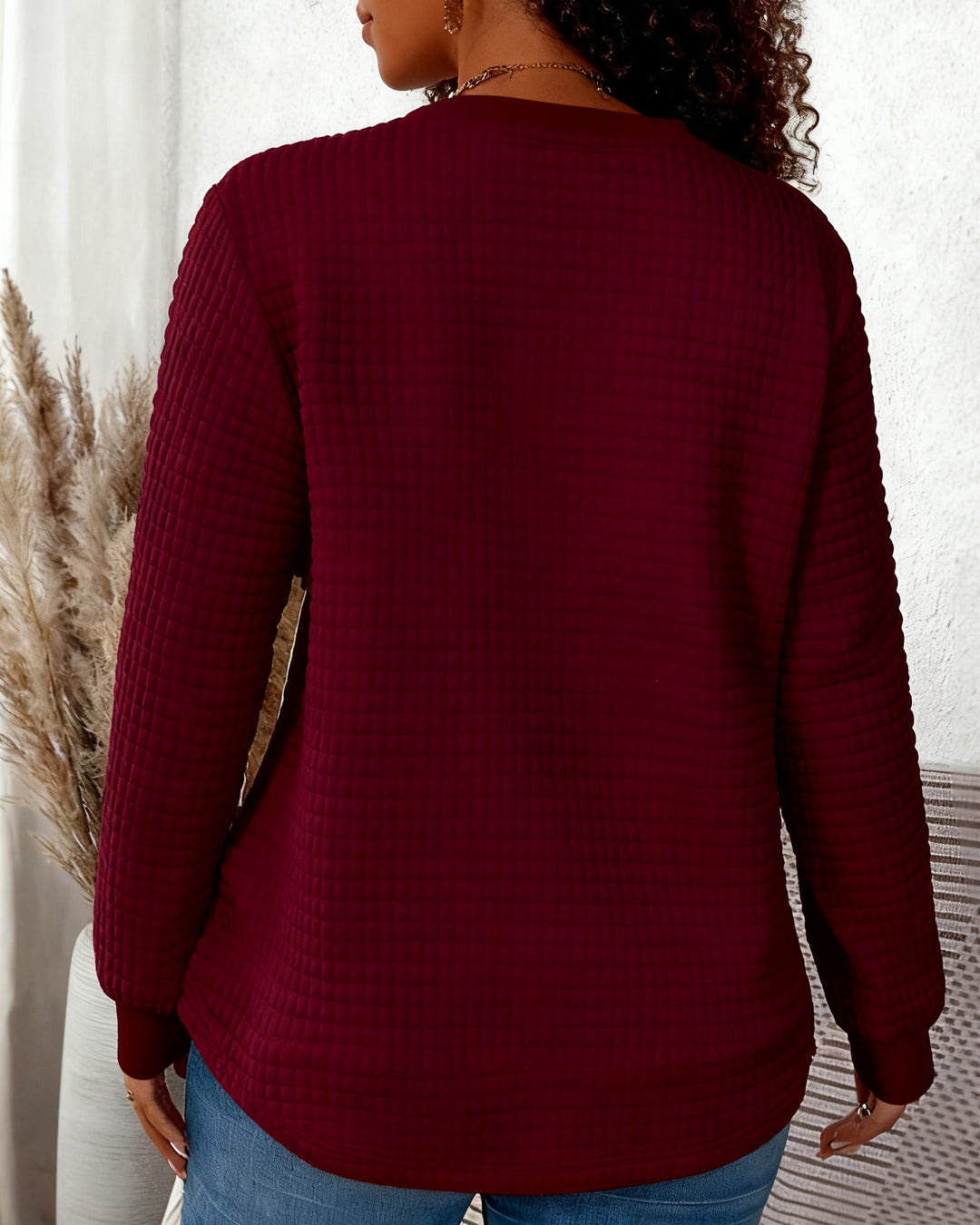 She Is Me Waffle Crewneck Long Sleeve Sweatshirt