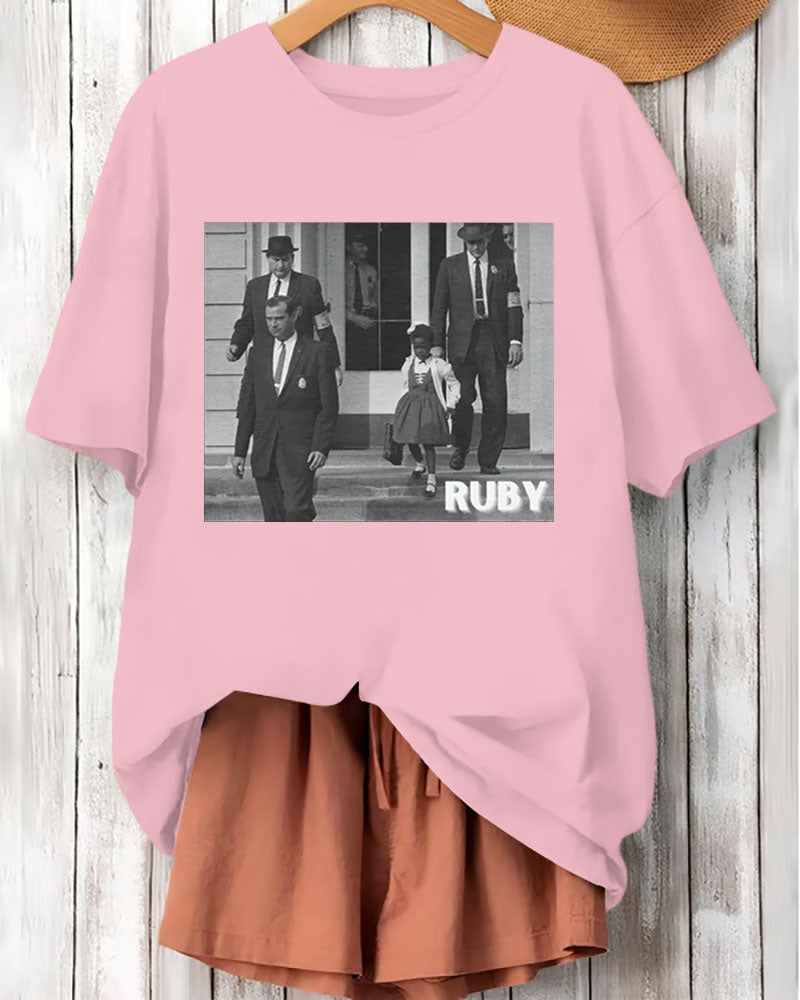Ruby Bridges Civil Rights Prints Cotton Short Sleeve Tshirt