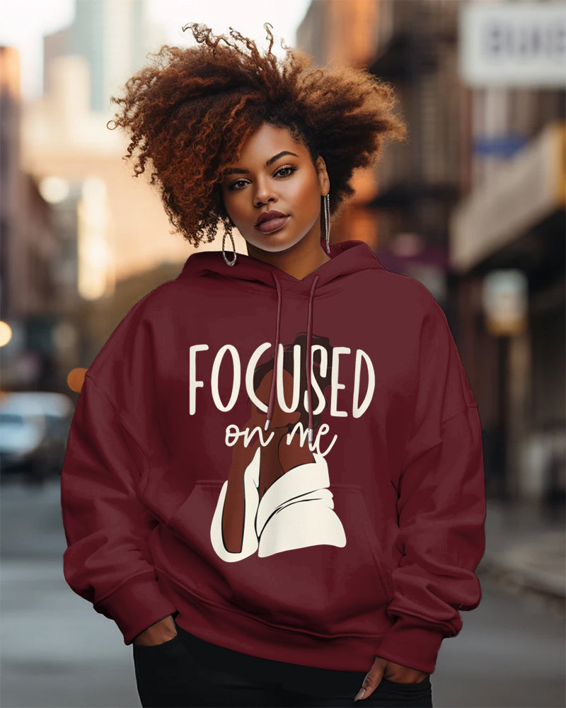 Focused On Me Print Long-sleeved Hoodies