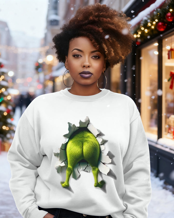 Christmas Fun Cartoon Prints Crewneck Long Sleeve Sweatshirt