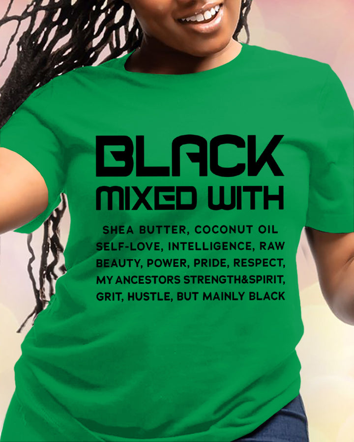 100% Cotton Black is Beautiful Black Mixed With Crew Neck Short Sleeve Tshirt