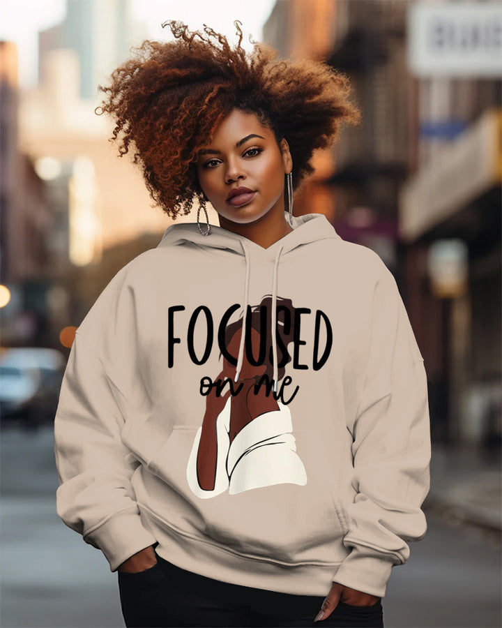 Focused On Me Print Long-sleeved Hoodies