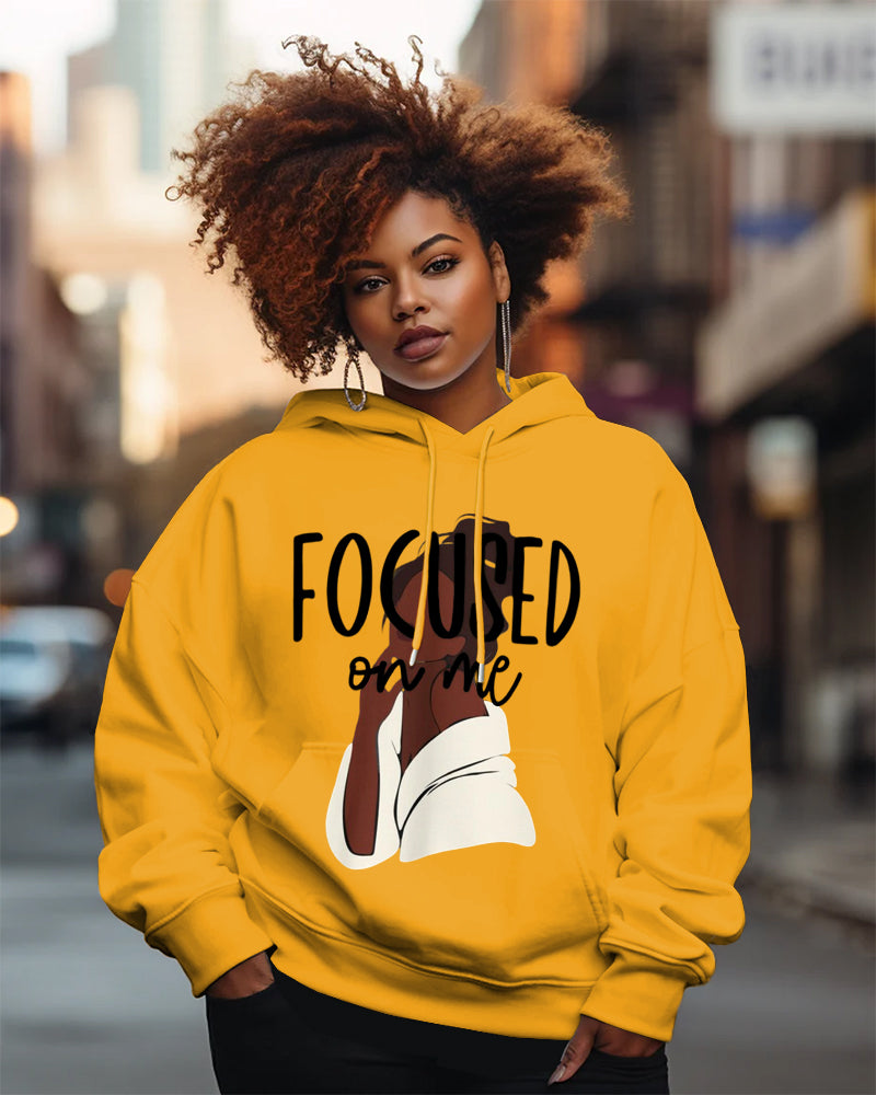 Focused On Me Print Long-sleeved Hoodies