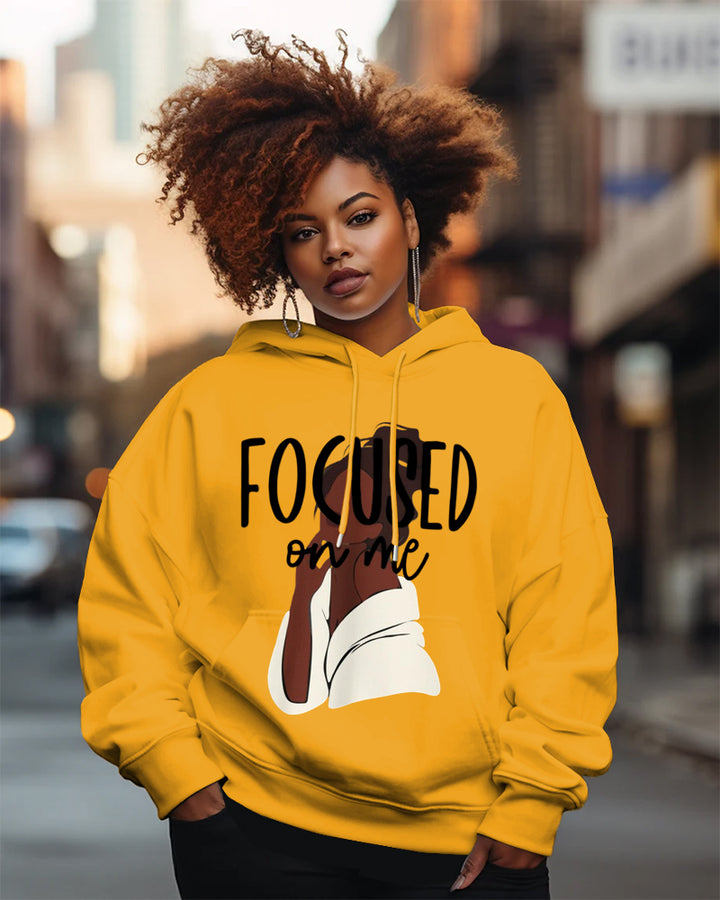 Focused On Me Print Long-sleeved Hoodies