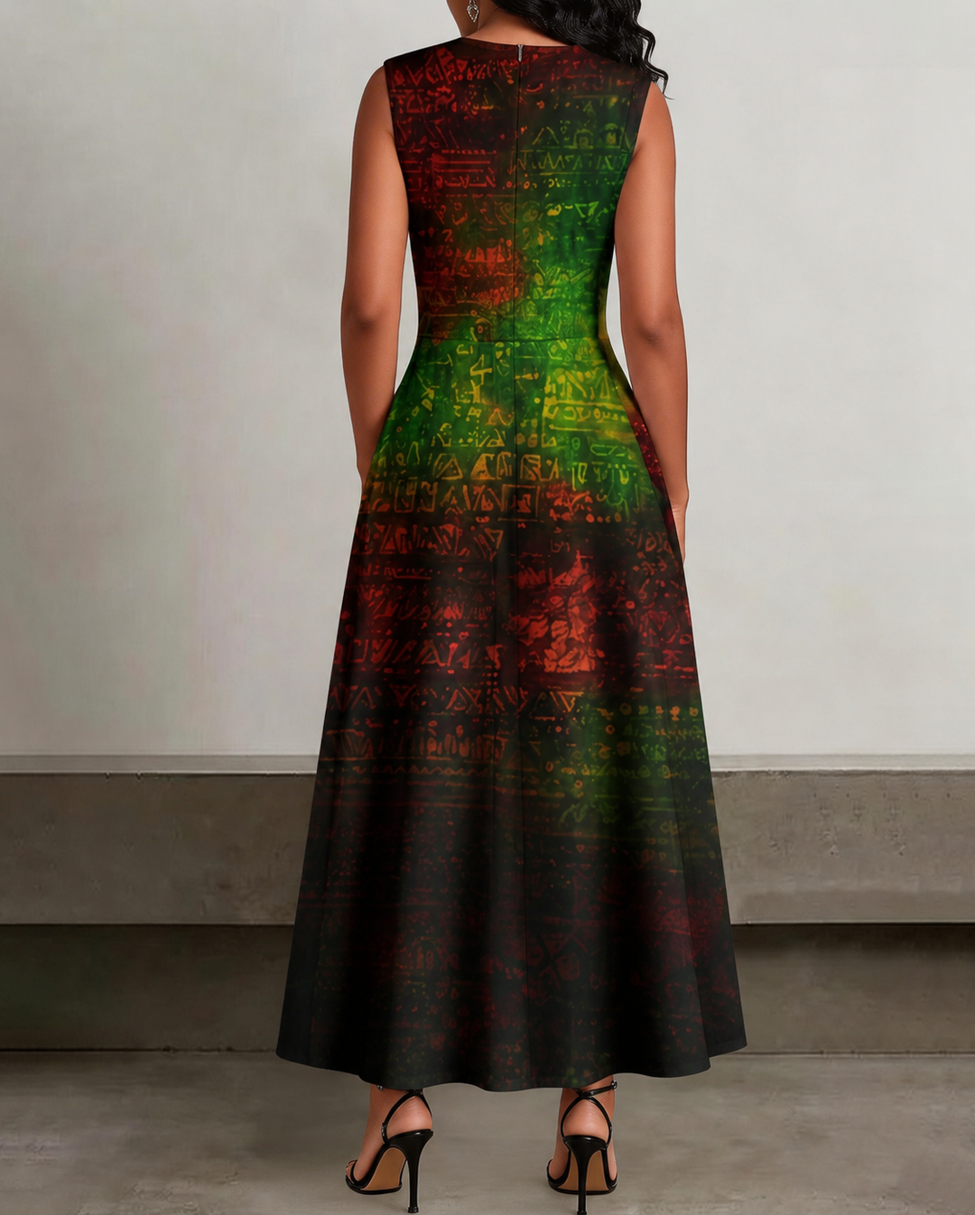 One Love Black Cultural Symbol Sleeveless Pockets Maxi Dress