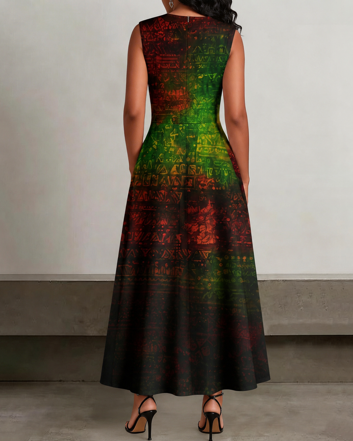 One Love Black Cultural Symbol Sleeveless Pockets Maxi Dress
