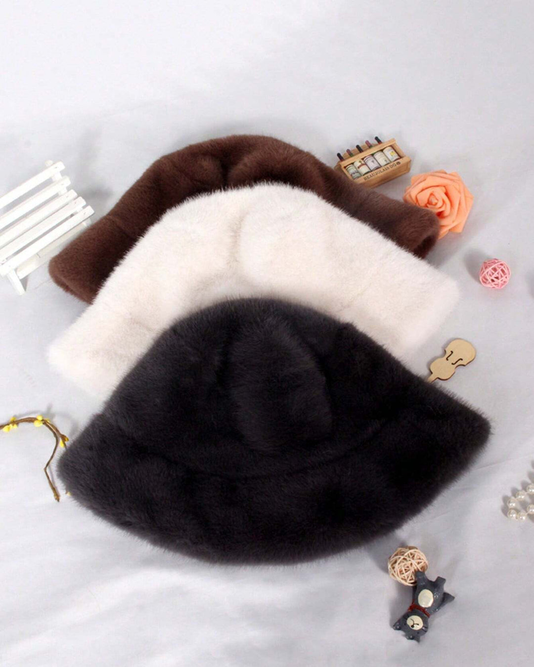 Imitation Mink Hair Fashion Warm Thickened All-match Large Brim Fleece Hat