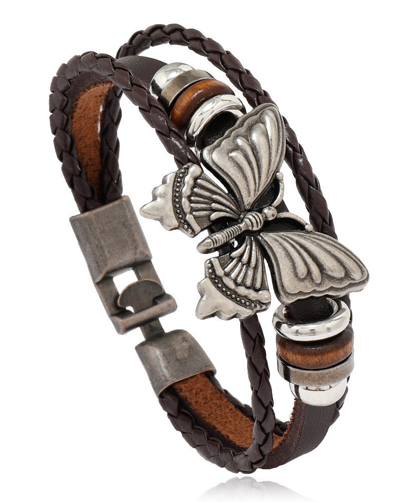 Elegant Butterfly Multi-Leather Bracelet