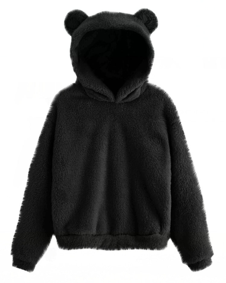New Fluffy Rabbit Ears Hooded Warm Sweater Sweater
