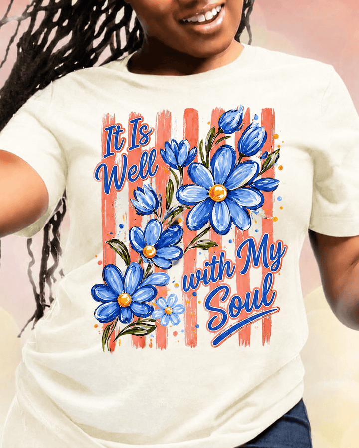 100% Cotton It Is Well with My Soul Crew Neck Short Sleeve Tshirt