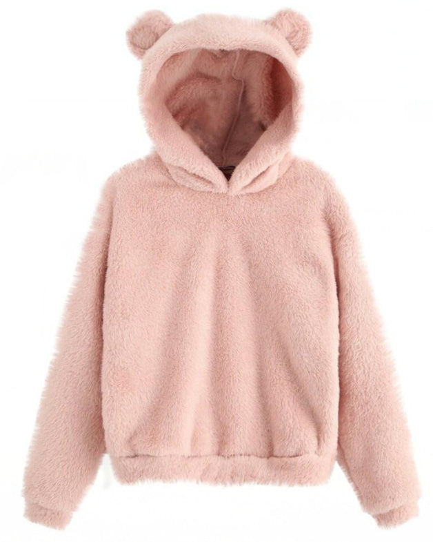 New Fluffy Rabbit Ears Hooded Warm Sweater Sweater
