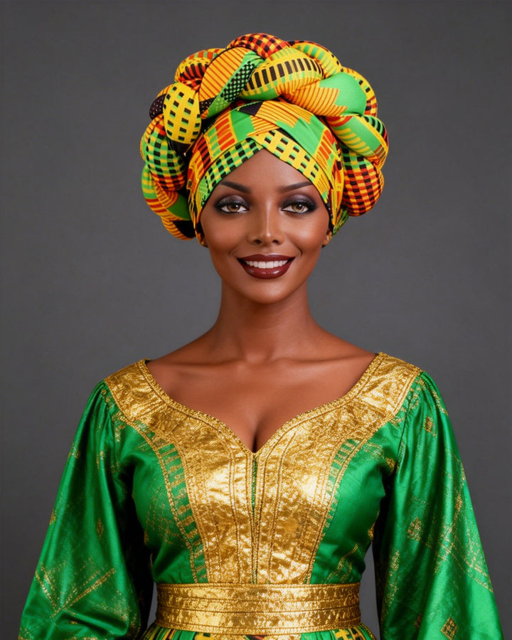 African Print 3D Puff Braid Headwrap
