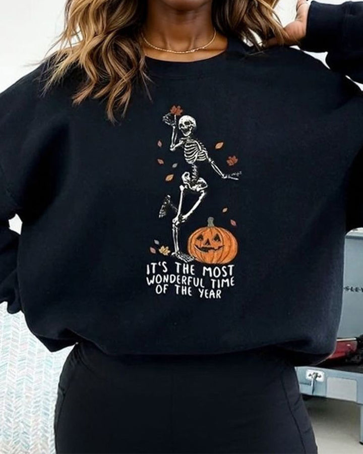 It's The Most Wonderful Time of The Year Halloween Cotton Long Sleeve Sweatshirt
