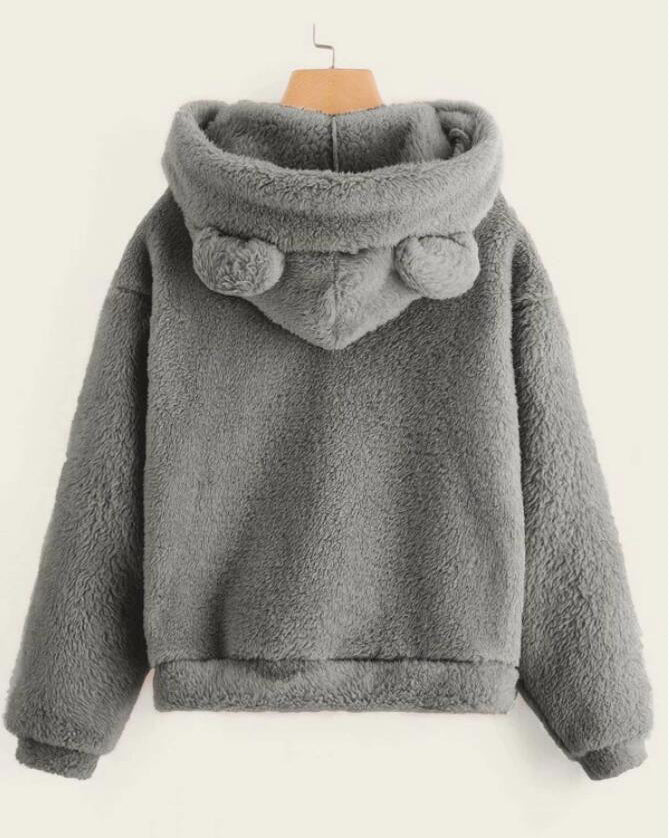 New Fluffy Rabbit Ears Hooded Warm Sweater Sweater