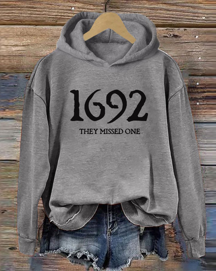 Women's 1692 They Missed One Salem Witch Printed Hoodie