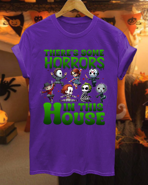 There Are Horrors In This House Pumpkin Hallowee 100% Cotton Crew Neck Short Sleeve Tshirt