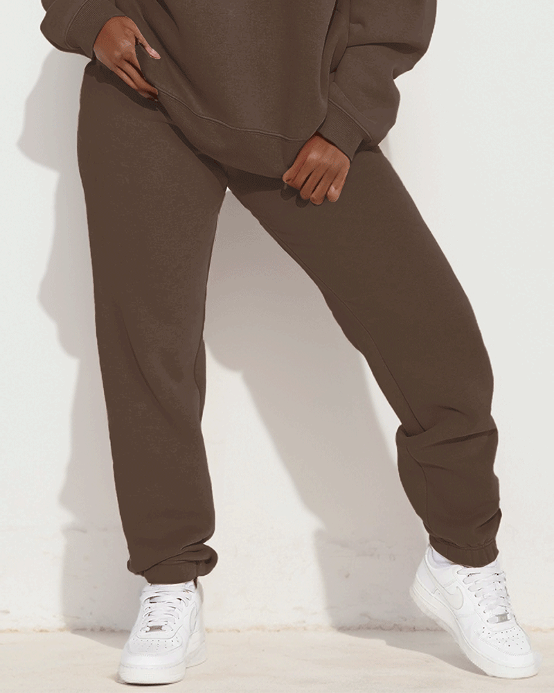 Colorblock God First Print Long Sleeve Sweatshirt Two Pieces Set