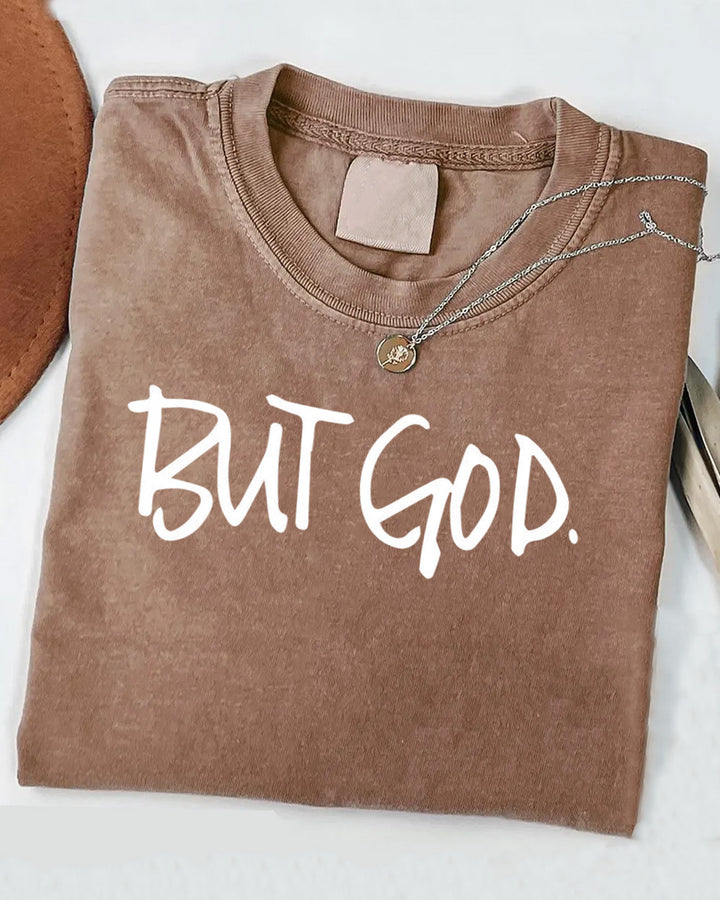But God Washed Cotton Crew Neck Loose Short Sleeve Tshirt