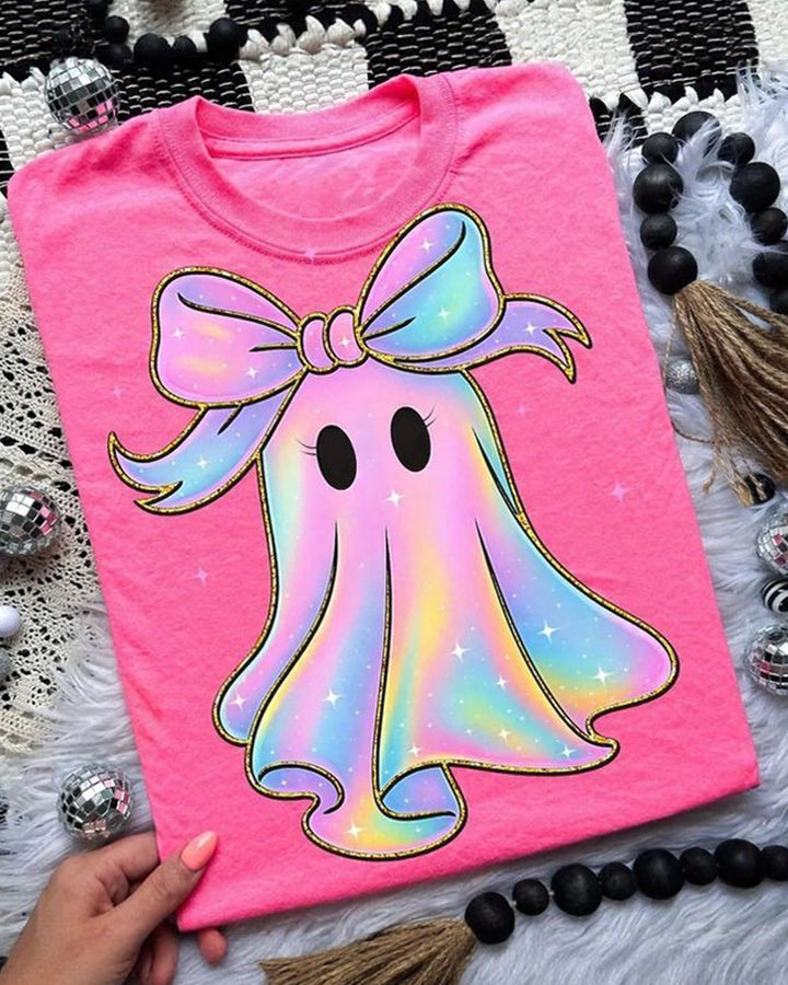 Iridescent Ghost Crew Neck Casual Short-Sleeved T-Shirt