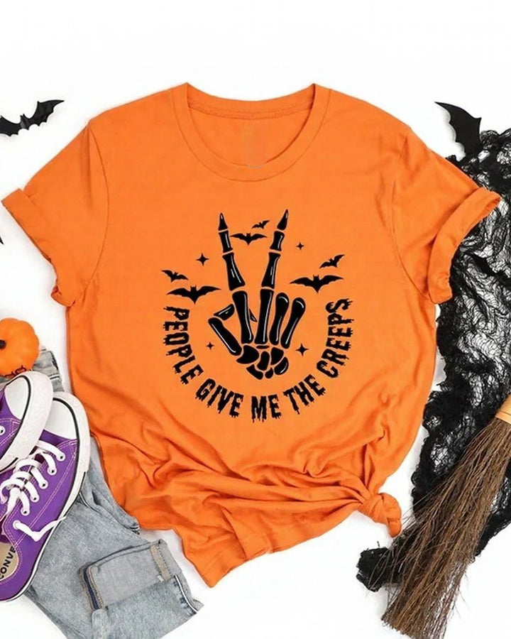 People Give Me The Creeps Crew Neck Casual Short-Sleeved T-Shirt