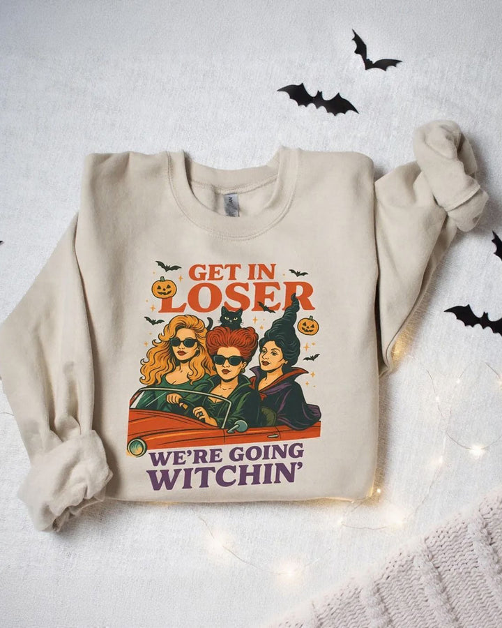 Halloween Get In Loser We're Going Witching Cotton Long Sleeve Sweatshirt