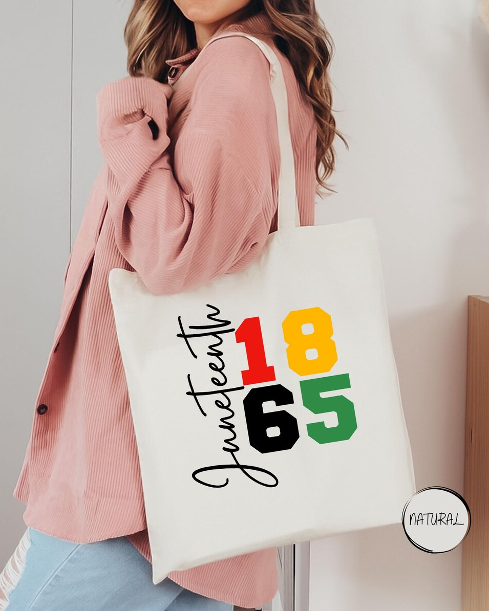 Juneteenth 1865 Tote Bag Juneteenth Print Zipper Canvas Tote Bag Woman Gift
