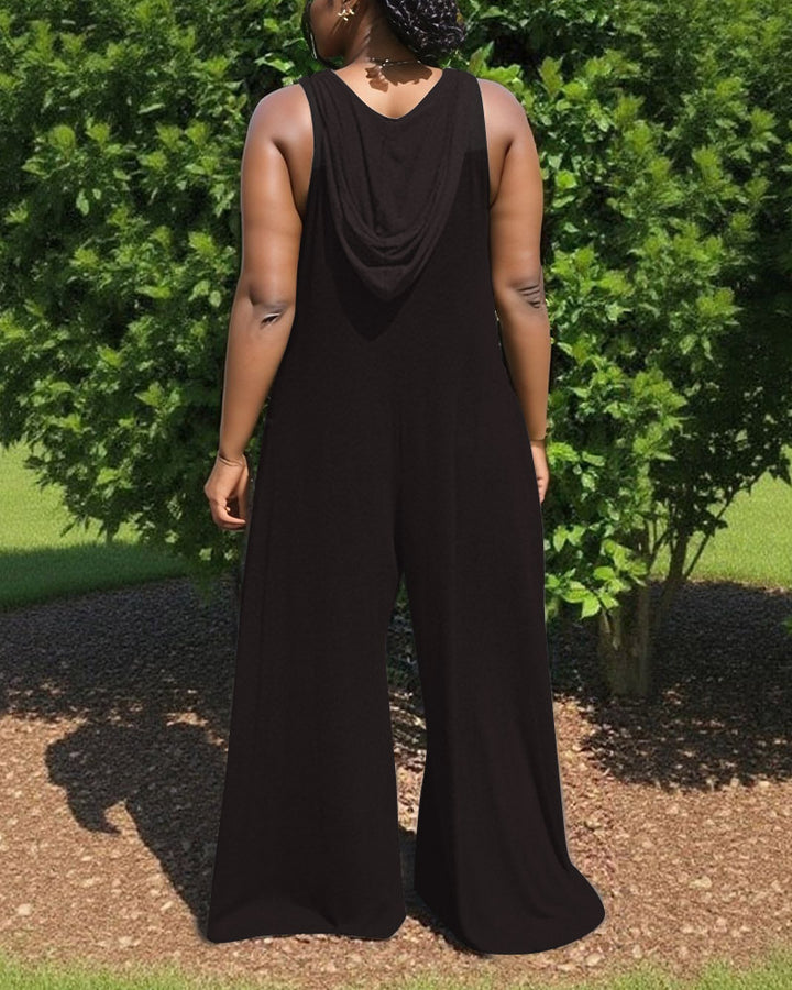 Juneteenth V-Neck Hooded Sleeveless Jumpsuit